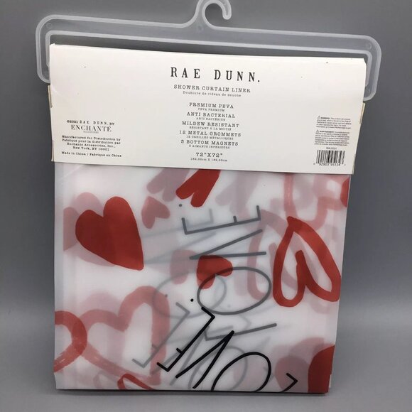 Rae Dunn Red Open Hearts LOVE Shower Curtain LINER Valentines Day Black LL NEW - Picture 6 of 10